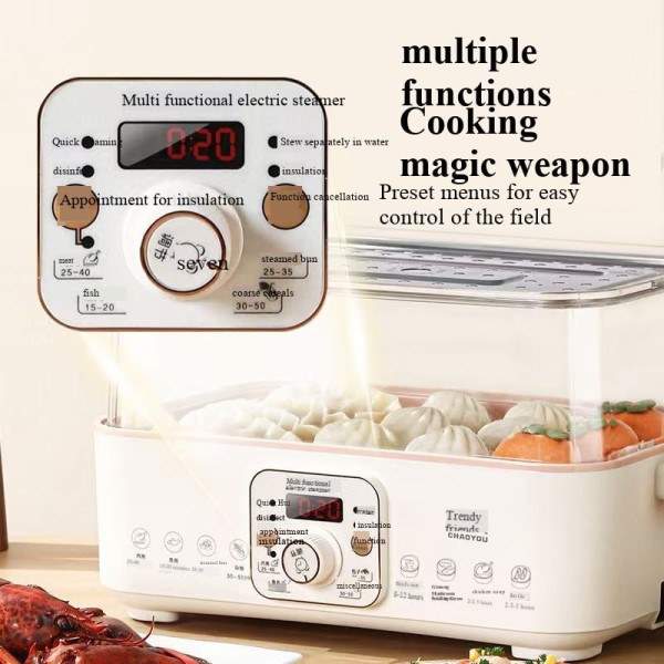 Купить G553 5- квартный электрический пищевой пароход для 2-4 порций, Один сенсорный овощной пароход для приготовления пищи, цифровой многофункциональный пароход, быстрый пар, нержавеющая сталь паровой лоток, нет...