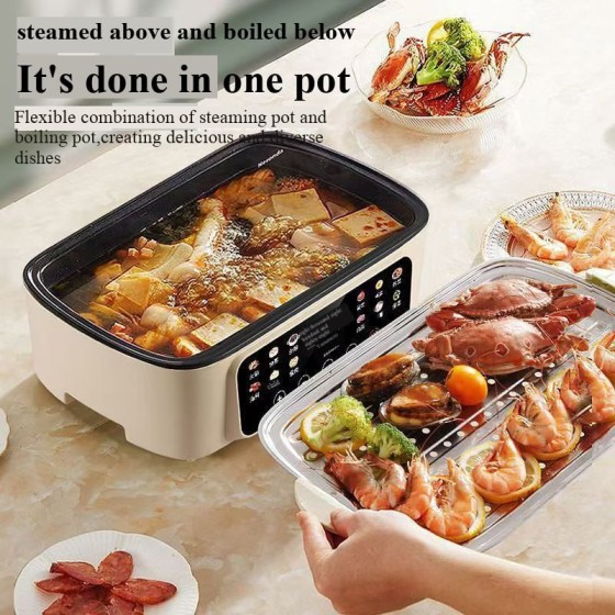 Joydeem Electric Food Steamer for Cooking, 2-Tier Stainless Steel Vegetable & Food Steamers, 15L/15.9 qt Large Capacity, JD-DZG15B