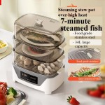 24L/25QT Electric Steamer, 3 Tier Food Steamer, Commercial Stainless Steel Steamer with Detachable Water Tank, Large Capacity Breakfast Machine with Timer, for Home, Restaurant, Pa...